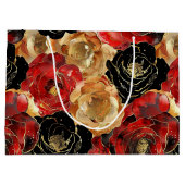 Gold Black Floral Party Brautparty Große Geschenktüte (Rückseite)