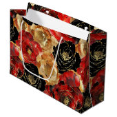 Gold Black Floral Party Brautparty Große Geschenktüte (Vorderseite Schrägansicht)