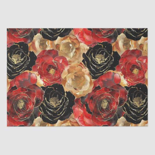 Gold Black Floral Party Brautparty Seidenpapier (Vorderseite)