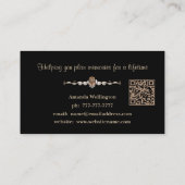 Gold & Black Floral QR Code Business Card Visitenkarte (Rückseite)
