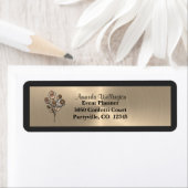 Gold & Black Floral Roses Return Address Label (Insitu)