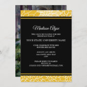 Gold Black Floral Uni Trunk Party Foto laden Einladung (Vorne/Hinten)