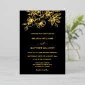 Gold Black Floral Wedding Folieneinladung (Stehend vorne)