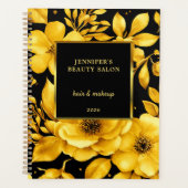 Gold black flowers professional appointment planer (Vorderseite)