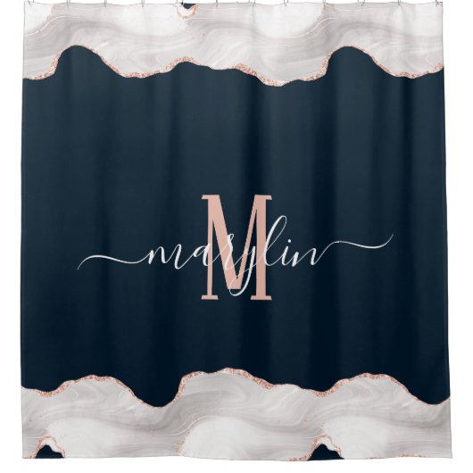 GOLD BLACK FOGRA AGATE MONOGRAM, DC WHITE & ROSE DUSCHVORHANG (Vorderseite)