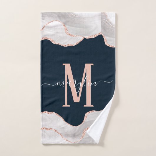 GOLD BLACK FOGRA AGATE MONOGRAM, DC WHITE & ROSE HANDTUCH (Handtuch)