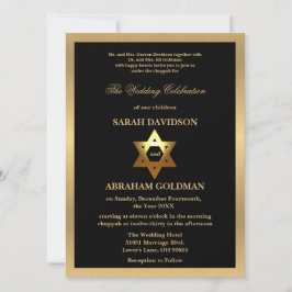 Gold Black Formal Traditional Jewish Wedding Invit Einladung