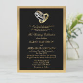 Gold Black Formal Traditional Jewish Wedding Invit Einladung (Stehend Vorderseite)