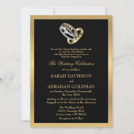 Gold Black Formal Traditional Jewish Wedding Invit Einladung
