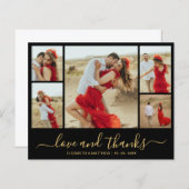Gold Black Foto Hochzeit Dankeschön Card (Vorne/Hinten)