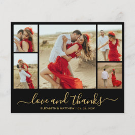 Gold Black Foto Hochzeit Dankeschön Card