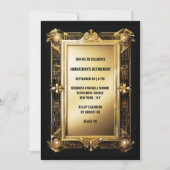 Gold Black Foto Ruhestand Kunst Deko Einladung (Vorderseite)