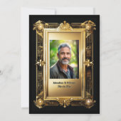 Gold Black Foto Ruhestand Kunst Deko Einladung (Rückseite)