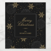 Gold & Black Frohe Weihnachtsfeier Geschenk Weinetikett (Einzelnes Label)