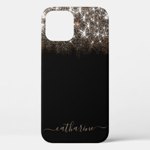 Gold Black Galaxy Stars Name Driving Glitzer Regen Case-Mate iPhone Hülle