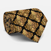 Gold & Black Gemustert Neck Tie Krawatte (Gerollt)