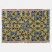 Gold Black Geogemes Arabesque Woven Throw Blanket Decke (Vorderseite)