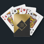 Gold & Black Geometric Angels Design Spielkarten<br><div class="desc">Einfache modern black and gold geometric angels design with customizable monogram.</div>