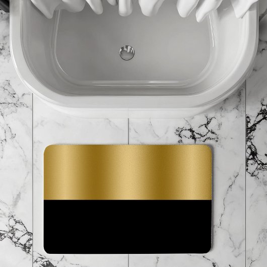 Gold & Black Geometric Design Monogram Badematte