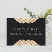 Gold Black Geometric Gatsby QR Code Save the Date Einladung (Stehend Vorderseite)
