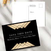 Gold Black Geometric Gatsby Save the Date Ankündigungspostkarte