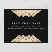 Gold Black Geometric Gatsby Save the Date Ankündigungspostkarte (Vorderseite)