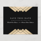 Gold Black Geometric Gatsby Save the Date Budget Flyer (Vorne)