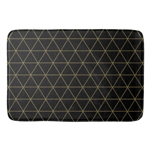 Gold Black Geometric Triangle Boho Glam Minimal Badematte (Vorderseite)