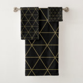Gold Black Geometric Triangle Boho Glam Minimal Badhandtuch Set (Insitu)