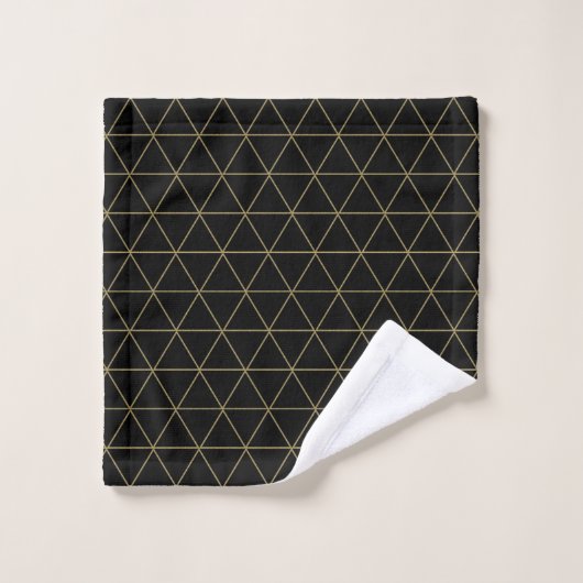 Gold Black Geometric Triangle Boho Glam Minimal Badhandtuch Set (Waschlappen)