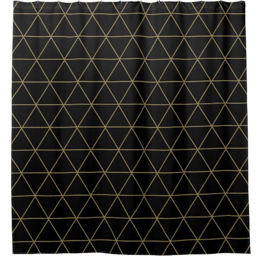 Gold Black Geometric Triangle Boho Glam Minimal Duschvorhang (Vorderseite)