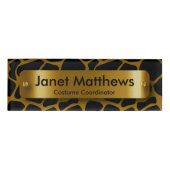 Gold & Black Giraffe-Muster mit Goldschmuck Namenschild (Vorderseite)