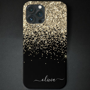 Gold Black Girl Glitzer Sparkle Monogram Name Cas Case-Mate iPhone Hülle