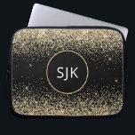 Gold Black Girly Modernes Glitzer Monogram Laptopschutzhülle<br><div class="desc">Modernes und elegantes Gold und Black Imitats Glitzer und sparkle Elegant Mit Monogramm Initials Case. Dieser Fall kann so angepasst werden,  dass er Ihren Anfangs- und Vornamen enthält.</div>