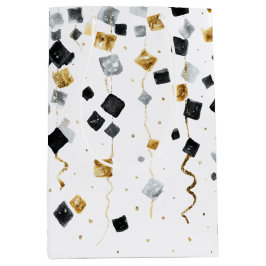 Gold Black Glam Confetti Christmas Mittlere Geschenktüte