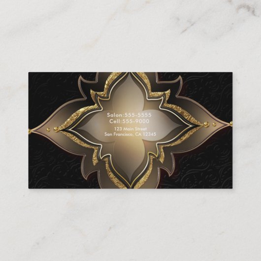 Gold Black Glam Exotic Chic Blume Elegante Klasse Visitenkarte (Rückseite)