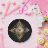 Gold Black Glam Exotic Chic Blume Party Custom Pappteller (Party)
