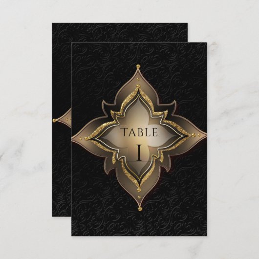 Gold Black Glam Exotic Chic Party Tischnummer (Vorne/Hinten)