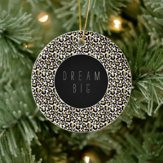 Gold Black Glam Leopard Print Keramik Ornament (Baum)