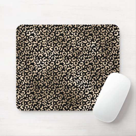 Gold Black Glam Leopard Print Mousepad (Mit Mouse)