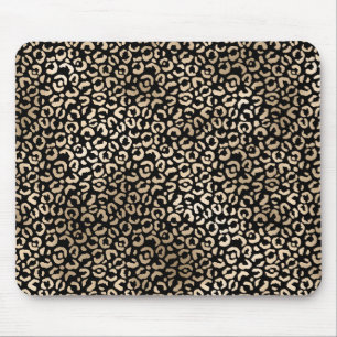 Gold Black Glam Leopard Print Mousepad