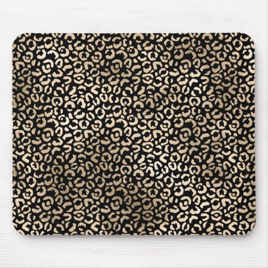 Gold Black Glam Leopard Print Mousepad (Vorne)