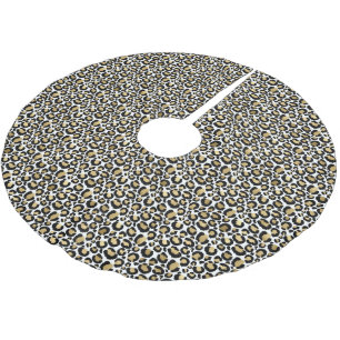 Gold Black Glam Leopard Print Polyester Weihnachtsbaumdecke