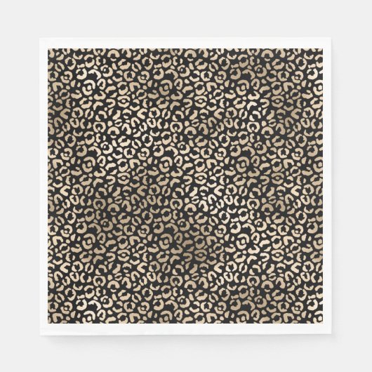 Gold Black Glam Leopard Print Serviette (Vorderseite)