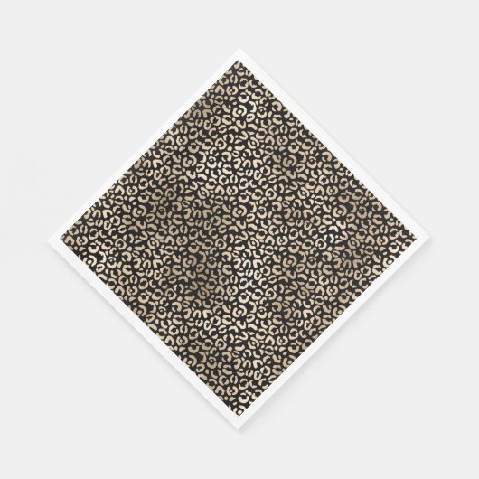Gold Black Glam Leopard Print Serviette (Ecke)