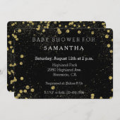 Gold Black Glittery Confetti Dos Babydusche Einladung (Vorne/Hinten)