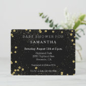 Gold Black Glittery Confetti Dos Babydusche Einladung (Stehend Vorderseite)