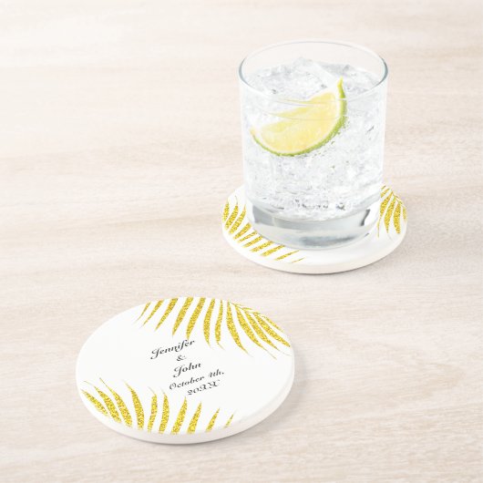 Gold Black Glittery Hochzeitsgeschenk Gefallen Pal Getränkeuntersetzer (Seite)