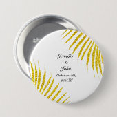 Gold Black Glittery Palm Leaf Tropical Wedding Button (Vorne & Hinten)