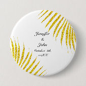 Gold Black Glittery Palm Leaf Tropical Wedding Button (Vorderseite)